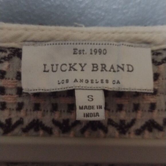 Lucky Brand Embroidered Peasant Blouse boho size small long sleeve - Picture 3 of 10